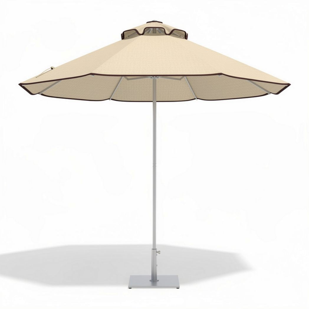 Parasol ogrodowy 250 x 250 x 250 cm w kolorze beżowym z metalowym stelażem