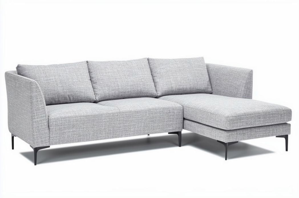 Sofa narożna szara o wymiarach 220 x 85 x 85 cm z tkaniny tekstylnej