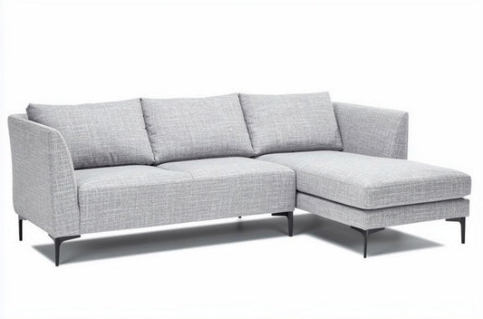 Sofa narożna szara o wymiarach 220 x 85 x 85 cm z tkaniny tekstylnej