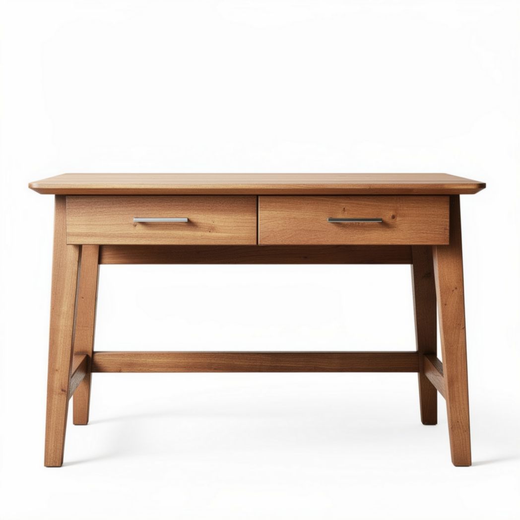 Stolik z drewna sosnowego o wymiarach 80 x 50 x 75cm z dwoma szufladami