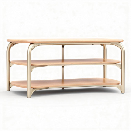 Stolik kawowy z drewnianym blatem i metalowym stelażem 120 x 60 x 45cm